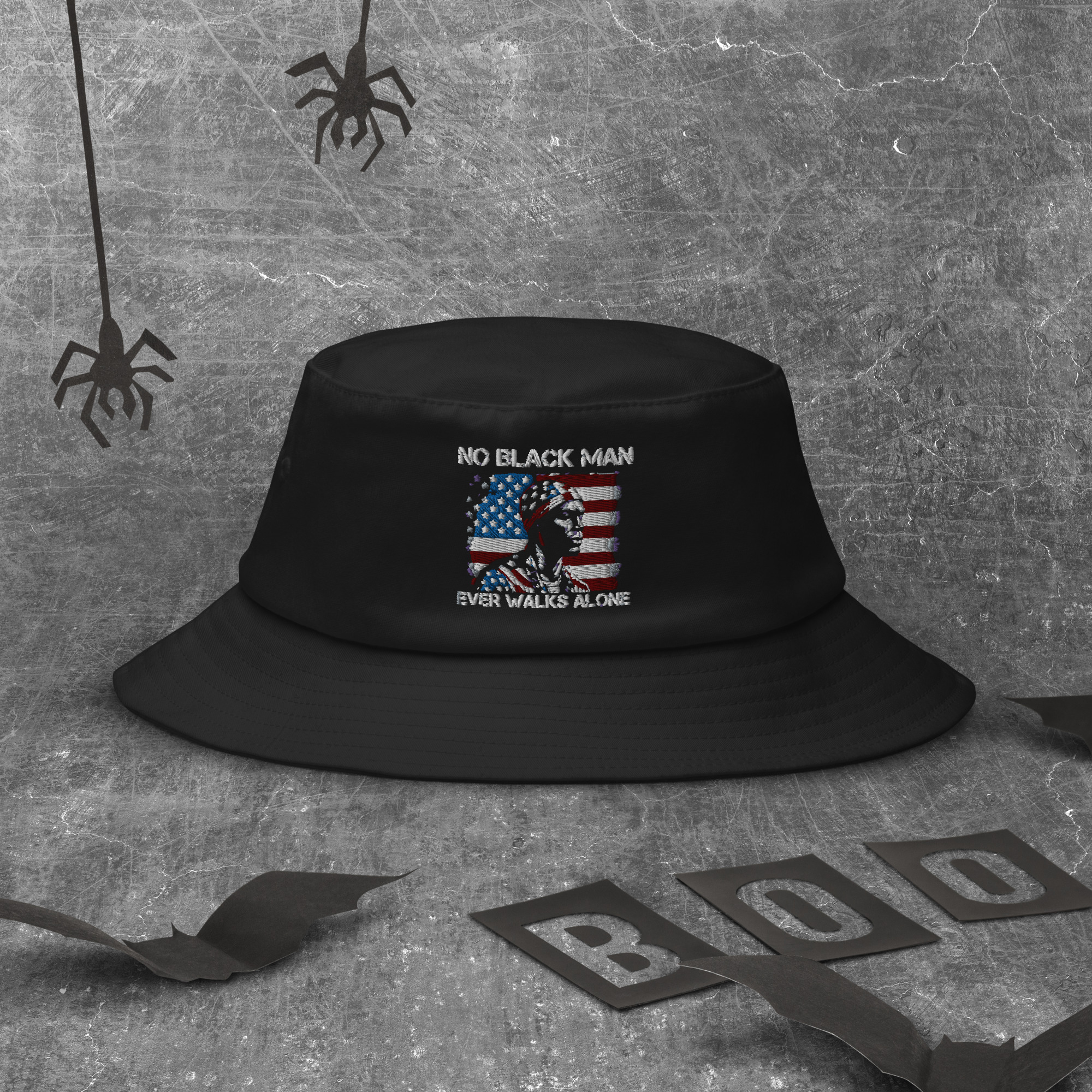 No black man ever walks alone Old School Bucket Hat