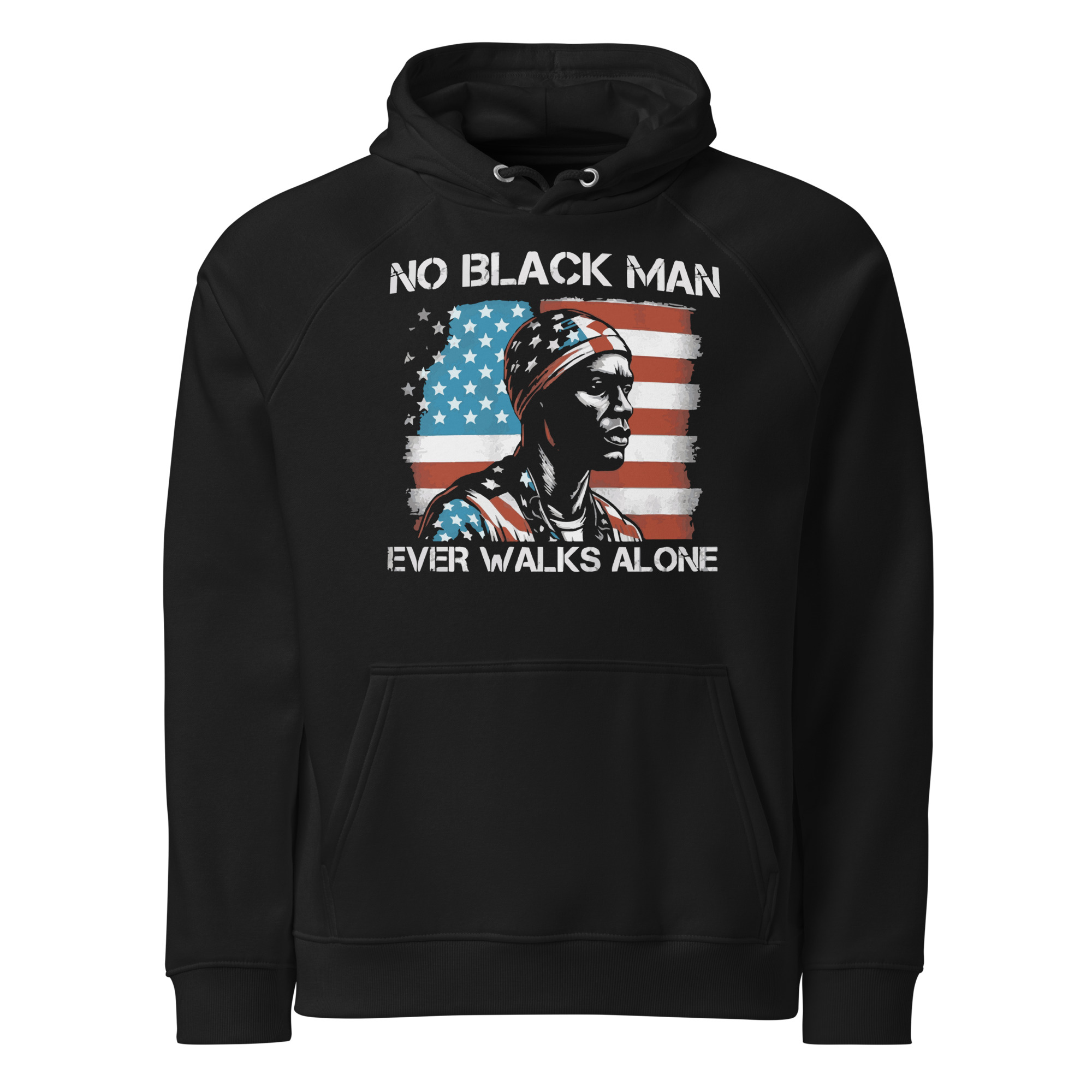 No Black Man Ever Walks Alone Unisex eco raglan hoodie